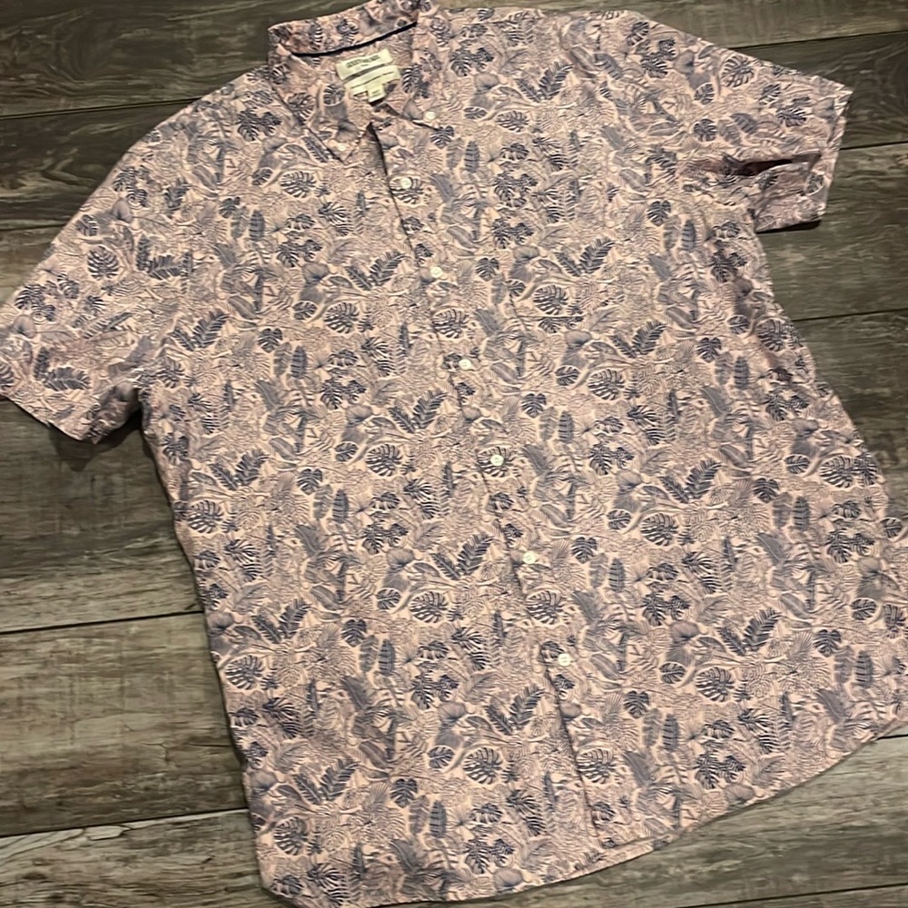 GOODTHREADS POPLIN SHORT SLEEVE PALM LEAF CASUAL SHIRT